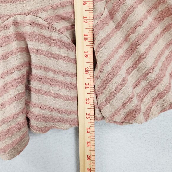 Free People Shirt Womens Extra Small Pink Cream Striped Peplum Tank Top Knit - Picture 5 of 13